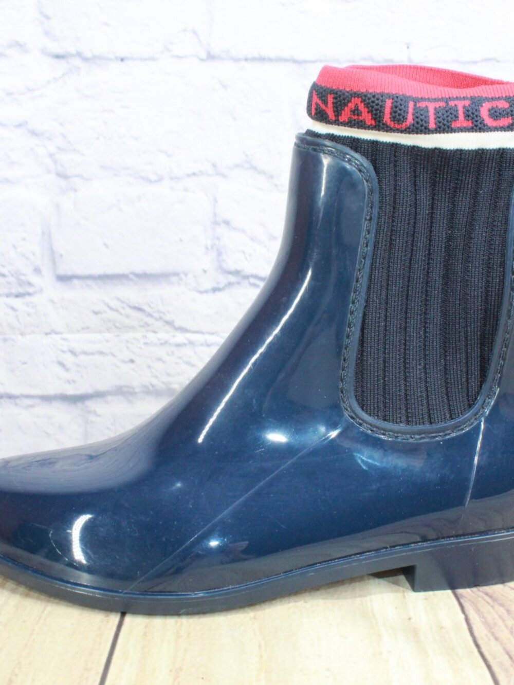Nautica Loytan Women's Slip On Waterproof Ankle Rain Boots Navy Blue Size 9